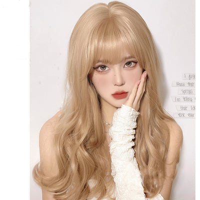 Sweet Lolita Long Culy Blonde Synthetic Wave Wig   