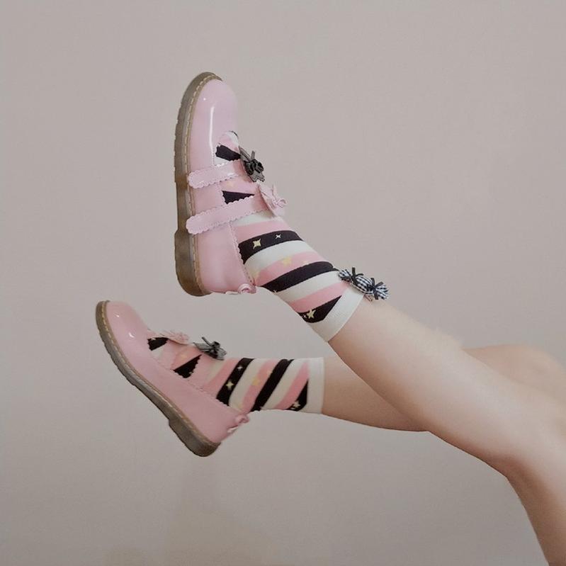 Yukine's Box - Macaron Lolita Cute Stripe Socks 7060:78286