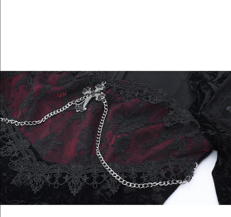 Blood Supply - Rose Cemetery - Dark Red Velvet Mermaid Gothic Lolita Dress