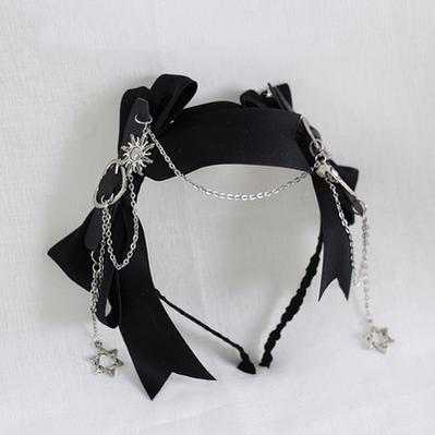 Xiaogui - Dark-themed Gothic Lolita Heart Hair Clips No.6 asymmetry bow KC