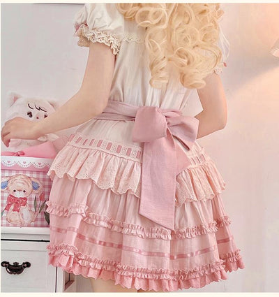 (Buy for me) Flower and Pearl Box~Austin In The Garden~Sweet Lolita Camisole and Skirt S waist tie (free size) gradient pink