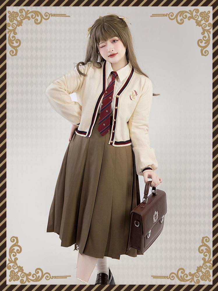 Yingtang - Plus Size Lolita JK Suit Royal College Vintage XL golden brown skirt only (long version)