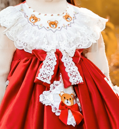 Red Kid Lolita Autumn Princess Dress   