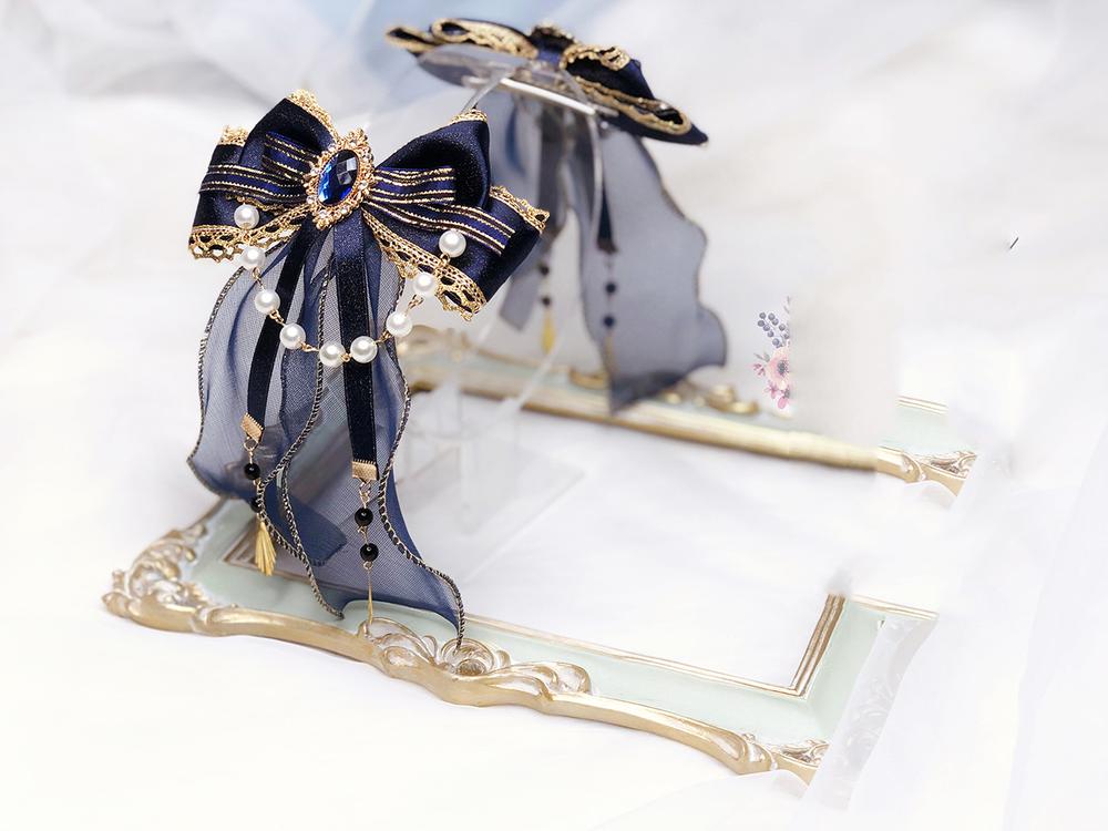 QianYe - Elegant Lolita Hairclip Navy Headdress