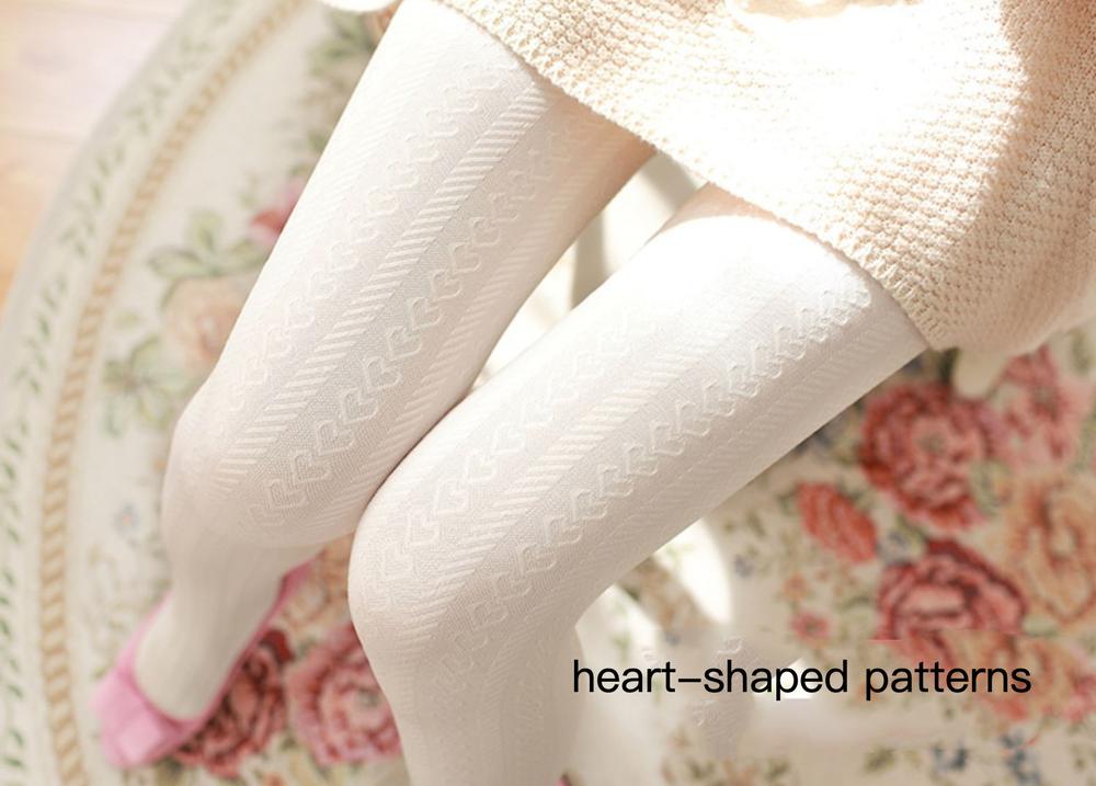 Thirteen Flower - Jacquard Heart Stripes Black White Panty-hose White heart-shaped patterns One Size