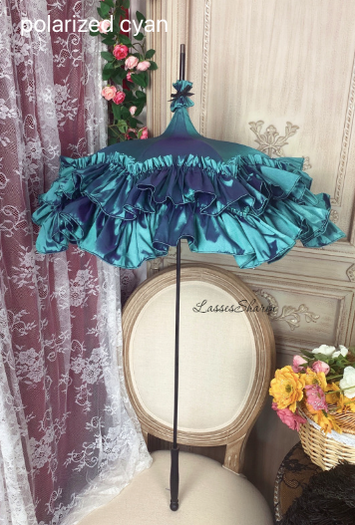 Vintage Luxurious European Style Wedding Lolita Parasol Multicolors pagoda-shape parasol shining fabric (dark blue) 