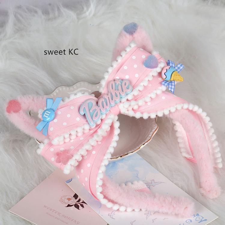 Manmeng - Pink and Blue Sweet Lolita Bow Headwear sweet KC