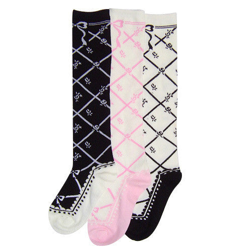 Antaina ~ Sweet Cotton Lolita Socks Black White Pink   