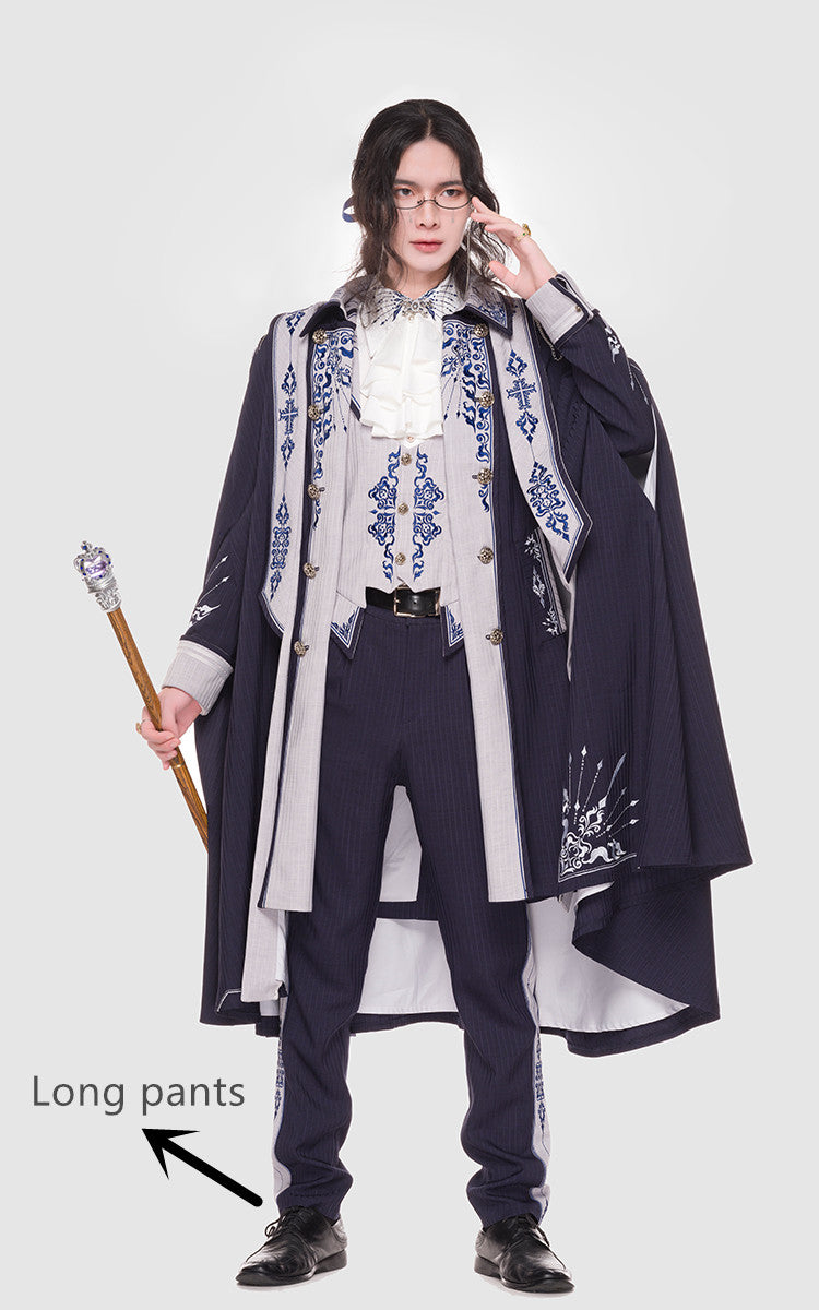 Youpairui - Sheffield - British Military Navy Blue Ouji Lolita Set S female long pants only