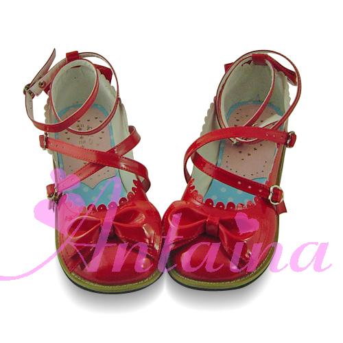 Antaina - Japanese Style Lolita Tea Party Shoes Size 50-52 matte wine red (heel 2.5cm) 50