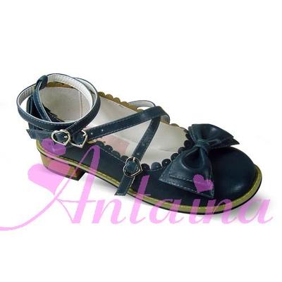 Antaina~ Japanese Style Lolita Tea Party Shoes Size 46-49 navy blue-low heel 2.5cm 46 
