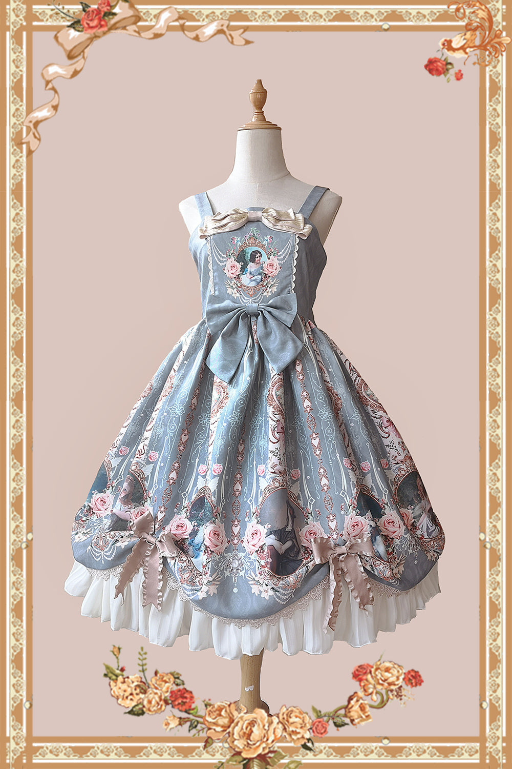 Infanta - Portrait of a Little Lady - Classic Lolita Jumper Dress S grey-green JSK