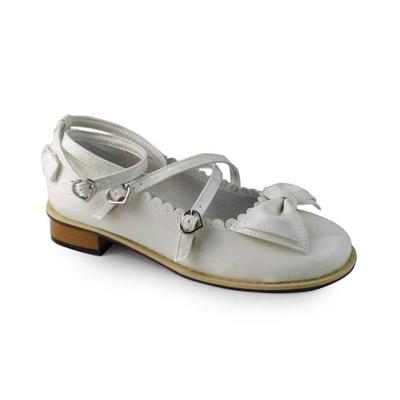 Antaina~ Japanese Style Lolita Tea Party Shoes Size 46-49 shining white-low heel 2.5cm 46 