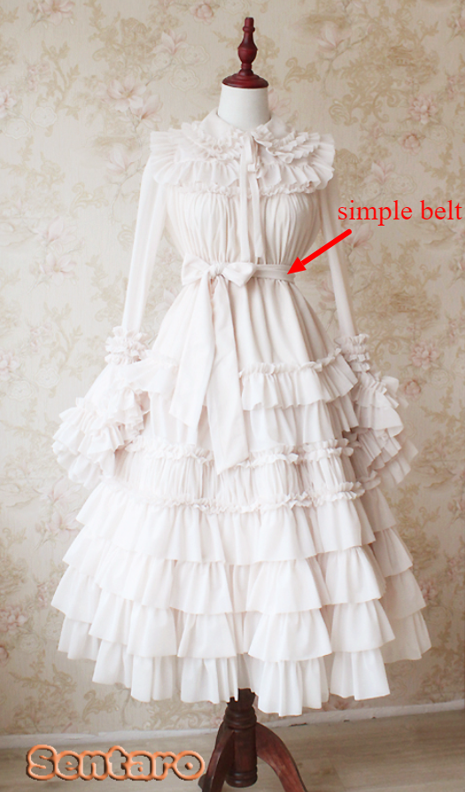 Sentaro - Shufrey - Classic Elegant Multicolor Lolita Blouse One Size ivory simple belt only