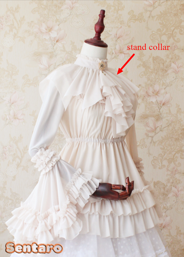 Sentaro - Shufrey - Classic Elegant Multicolor Lolita Blouse One Size ivory stand collar only