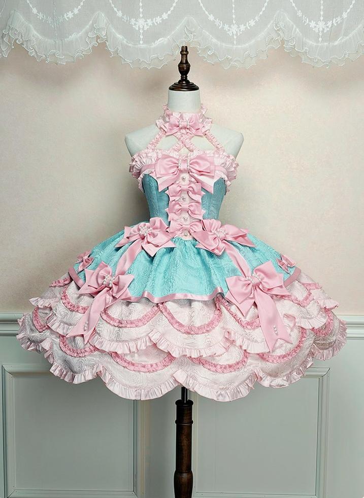 Sweetheart Petal - Sweet Lolita Petal Hem JSK Dress, Halter Neckline (L M S XL XS) 44733:820734