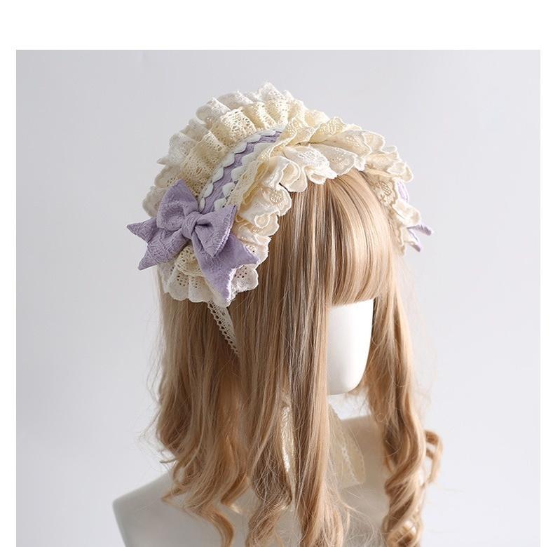 Xiaogui~Sweet Lolita Headband Lace Hairband Ballet Style Purple