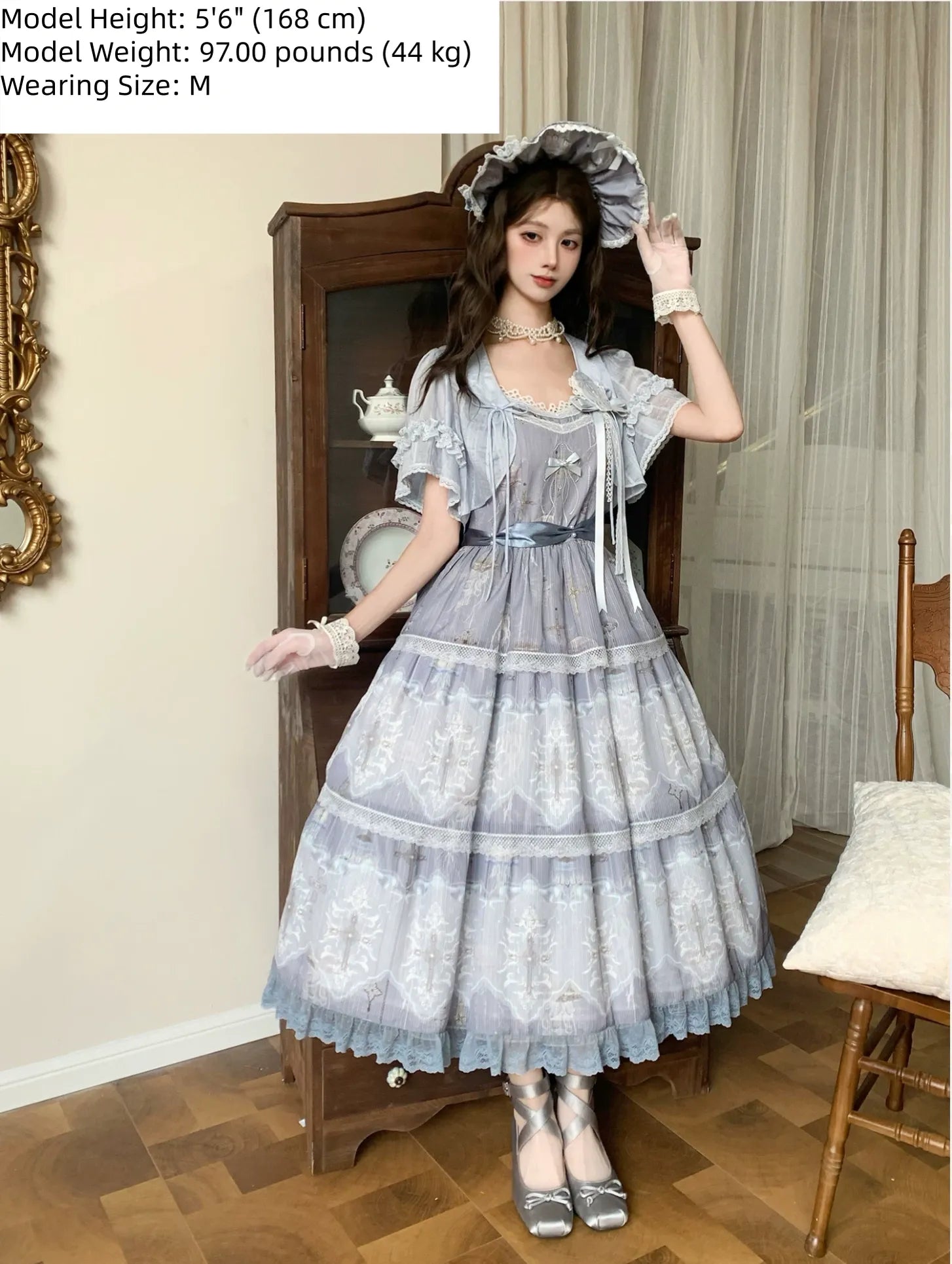 Moonlit Sea Realm - Cotton Lined Classic Lolita OP and JSK Dress, Jellyfish Print 45508:850430