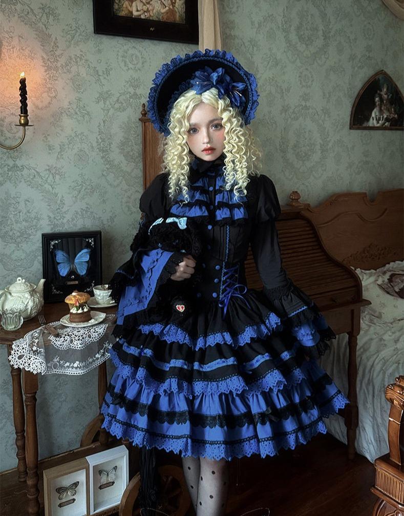 Nightmare - Gothic Lolita Ruffled Blouse and Tiered Skirt Set 45439:852817