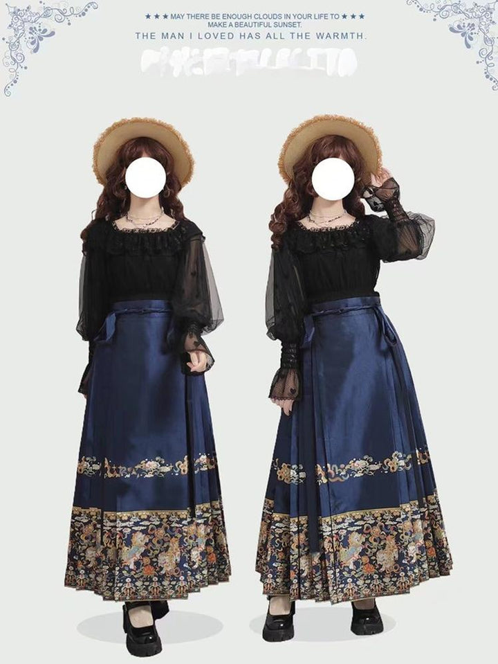 Time Memory~Layered Heart~Sheer Classic Shirt with Mutton Sleeves & Polka Dot 42821:757769