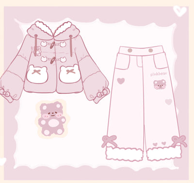 Sissy the shepherd~Bear Pupu~Winter Lolita Padded Coat Cute Pink Lolita coat   