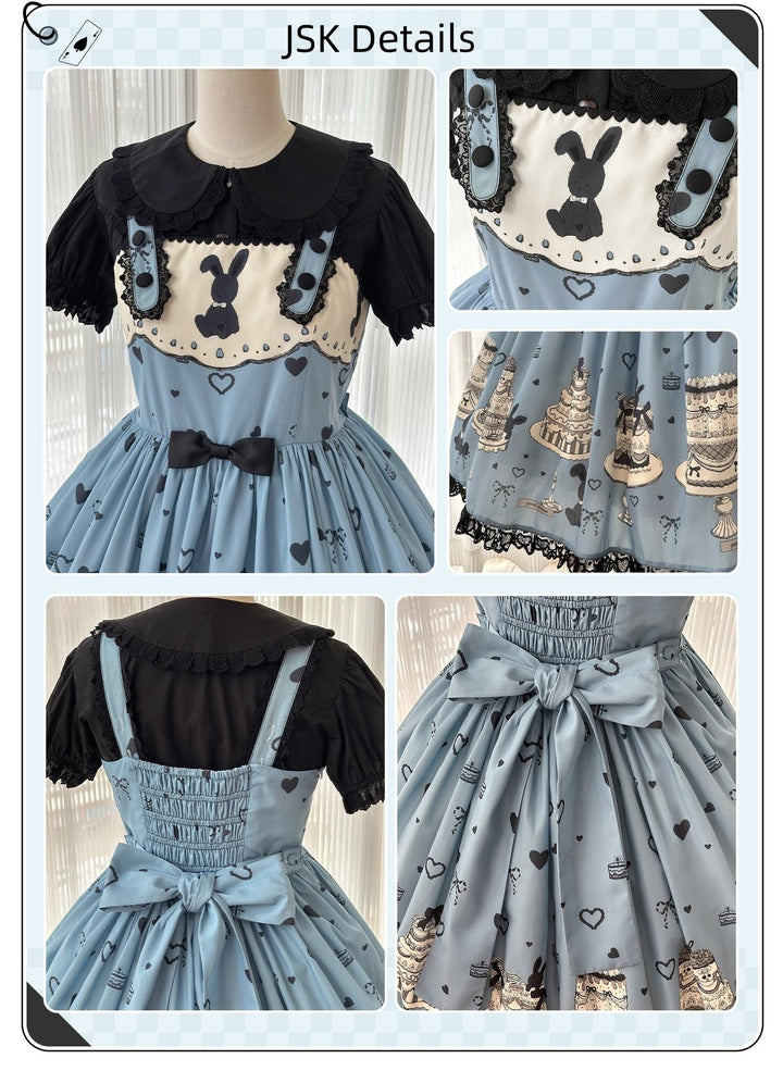 Sweet Dream Sheep - Cake Bunny - Blue Sweet Lolita Dress, Bunny&Cake Print 43280:776826