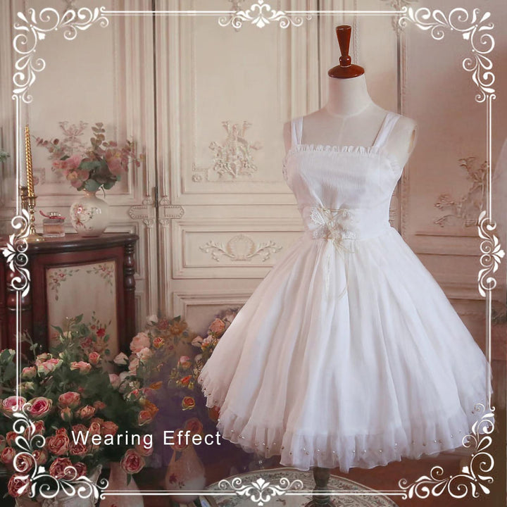 Aurora&Ariel - White A-Line Puffy Lolita Petticoat | 18" (45cm) Length, Cotton Lining