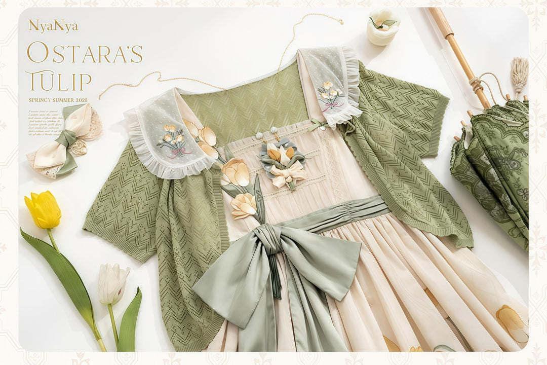 NyaNya - OSTARA'S TULIP - Peter Pan Collar Lolita Cardigan, Tulip Embroidery