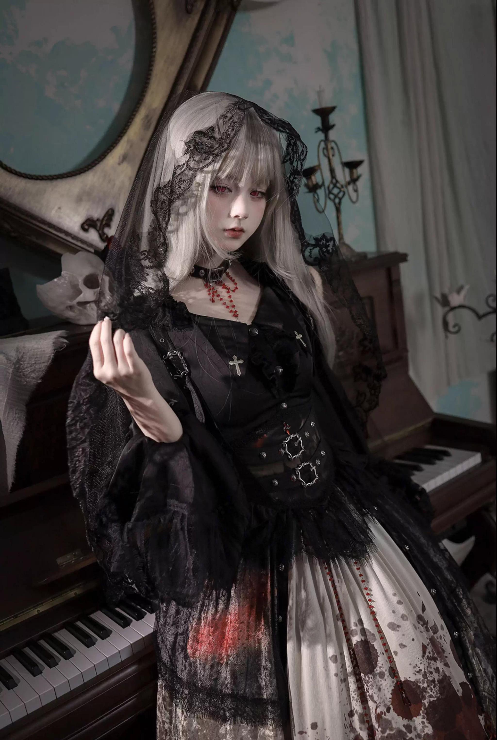 Caged Bird Hotel - Heretic Nun - Halloween Gothic Lolita JSK Dress & Blouse Set