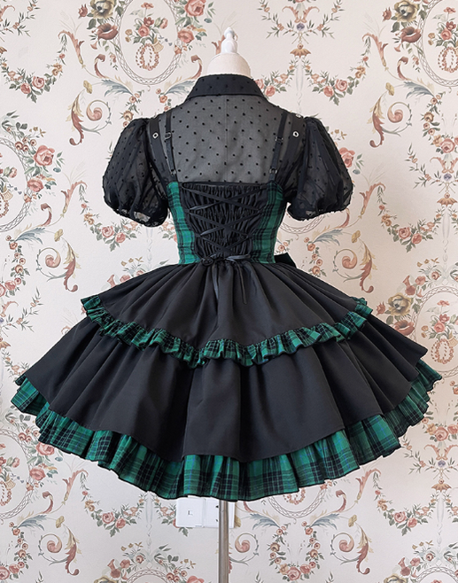 Alice Girl~Gothic Lolita Dress Blue Plaid Jumper Dress   