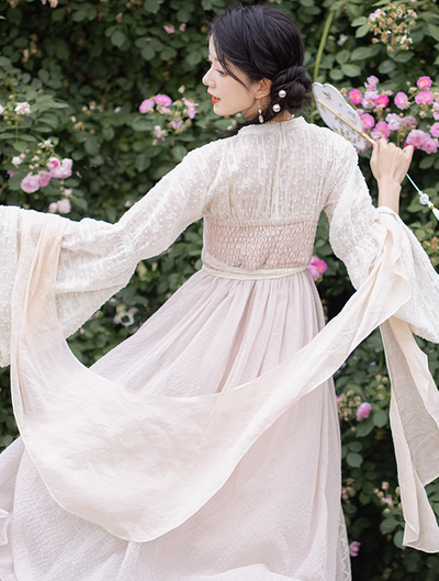 Chixia~ Han Lolita Elegant Light Beige Chest Length Dress   