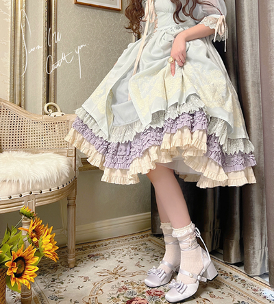 Pure Tea For Dream~Elegant Lolita Satin Mid Heel Shoes   