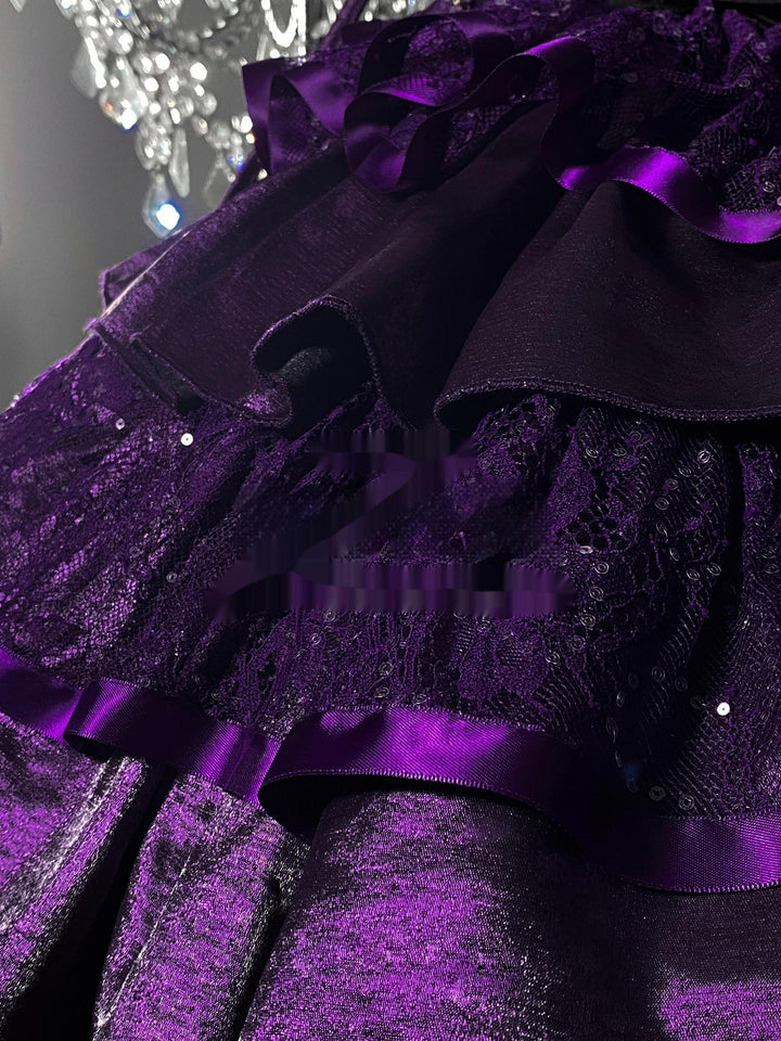 Silent Manor~Purple Gothic Lolita JSK with Built-in Soft Fishbone