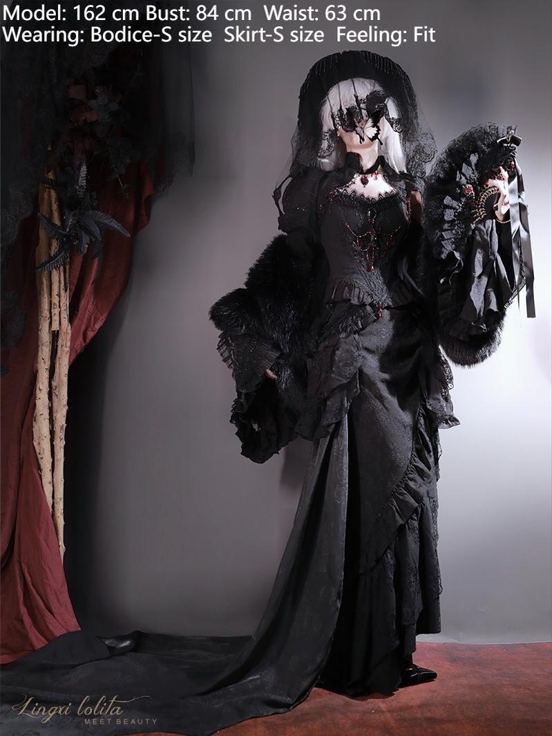 Lingxi Lolita~Lord of the Night~Gothic Lolita Skirt Suit Mermaid Skirt and Fishbone Bodice 42159:730318