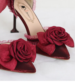 Xiaogui~Elegant Lolita High-Heeled Camellia Bows Shoes   