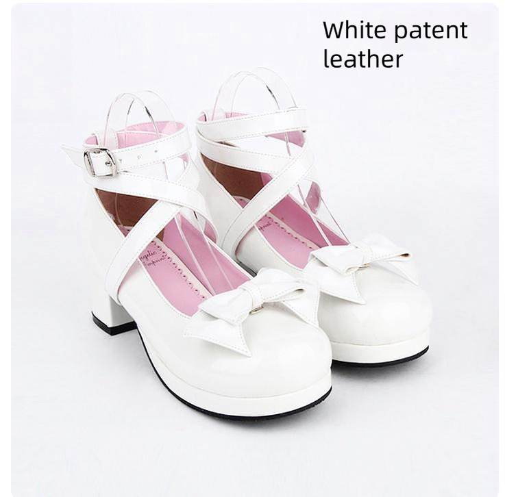 Angelic imprint - Sweet Lolita Shoes Round Toe Middle Heel 36 Shining White