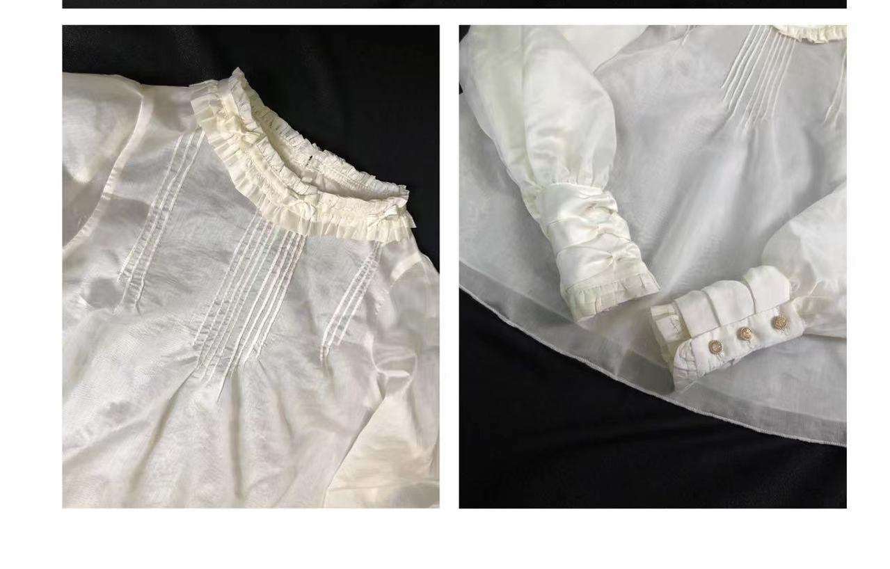 Cat-Romance~Retro Lolita Shirt Mutton Sleeve Vintage Shirt Innerwear   