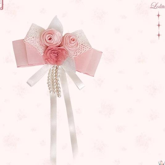 Mademoiselle Pearl~Rose Garden~Elegant Lolita Pink Headdress brooch  