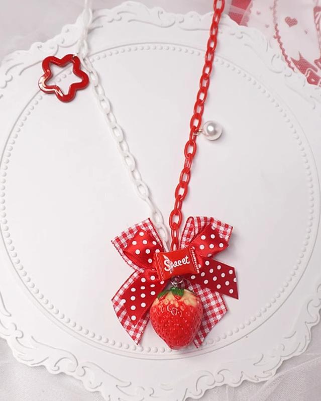 MaoJiang Handmade - Handmade Sweet Lolita Necklace, Strawberry Pendant 43175:797950