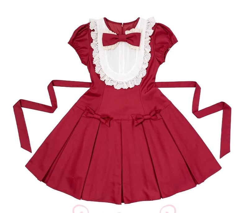 JND Lolita~Holy Gospel~Tri-color Maid Lolita OP Dress Suit Red OP XS 