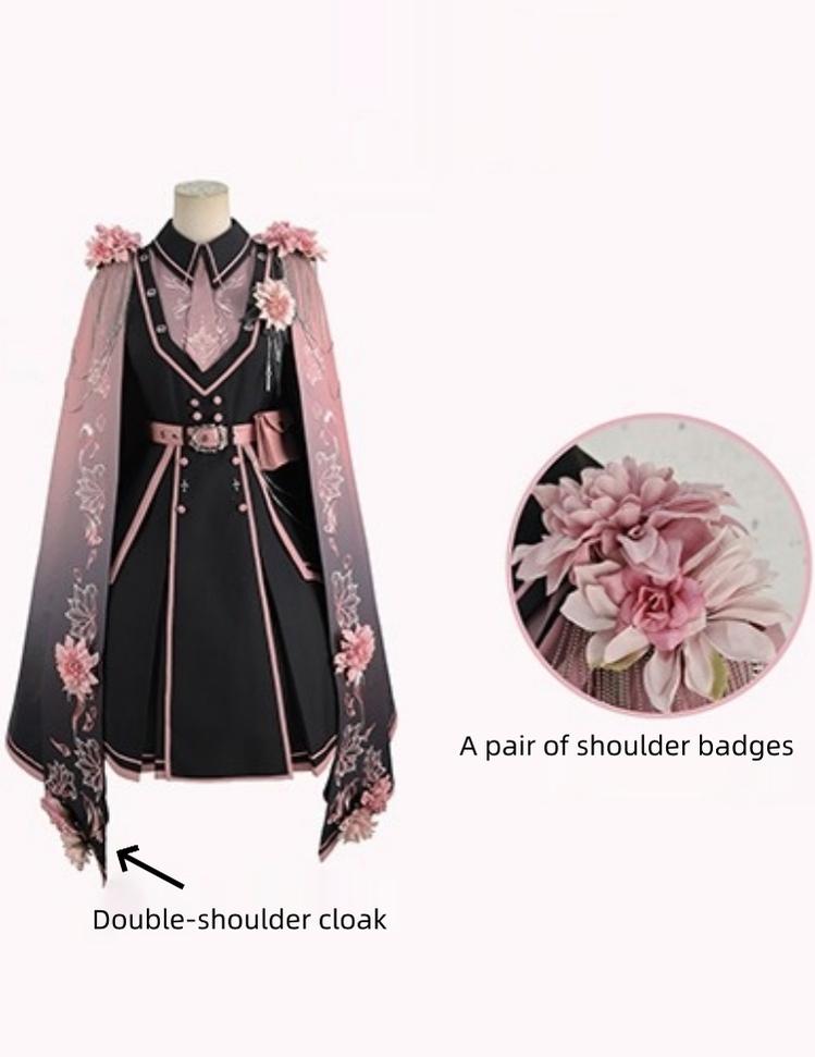 CHUNLV LOLITA~Military Lolita Double-Shoulder Cloak Flower Shoulder Badge Double Shoulder Cloak Only S (suit for OP S size)