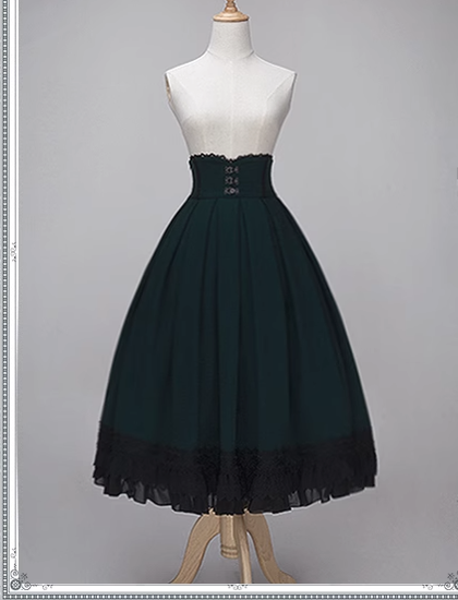 JS Lolita~Christmas Concerto~Christmas Elegant Lolita Skirt Multicolors dark green (long type) S 