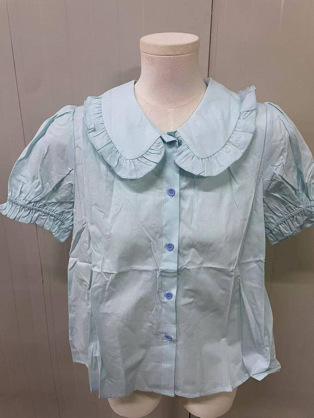 42Lolita Clearance Items Collection #27-Blue short sleeve shirt - size M