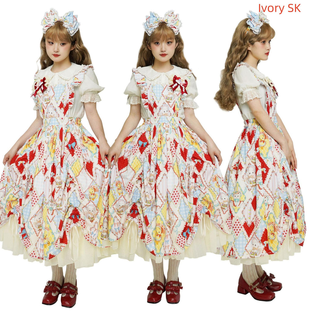 Southern Cross~Showa Kaleidoscope~Sweet Lolita OP SK and JSK with Rabbit Print 42127:727890