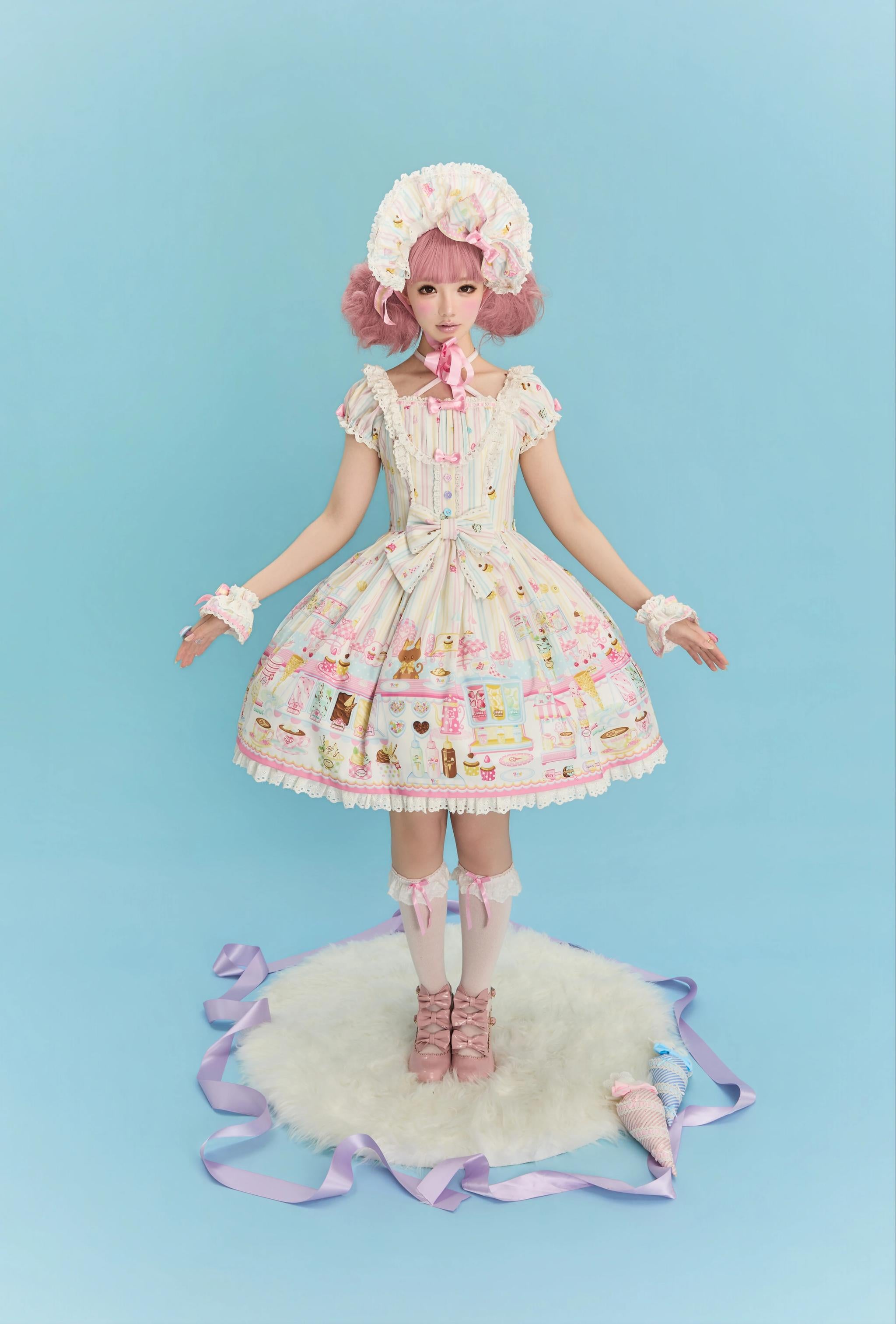 Summer Ice Cream Tale - Old School Lolita Ice Cream Printed OP & JSK Dress 45684:858669