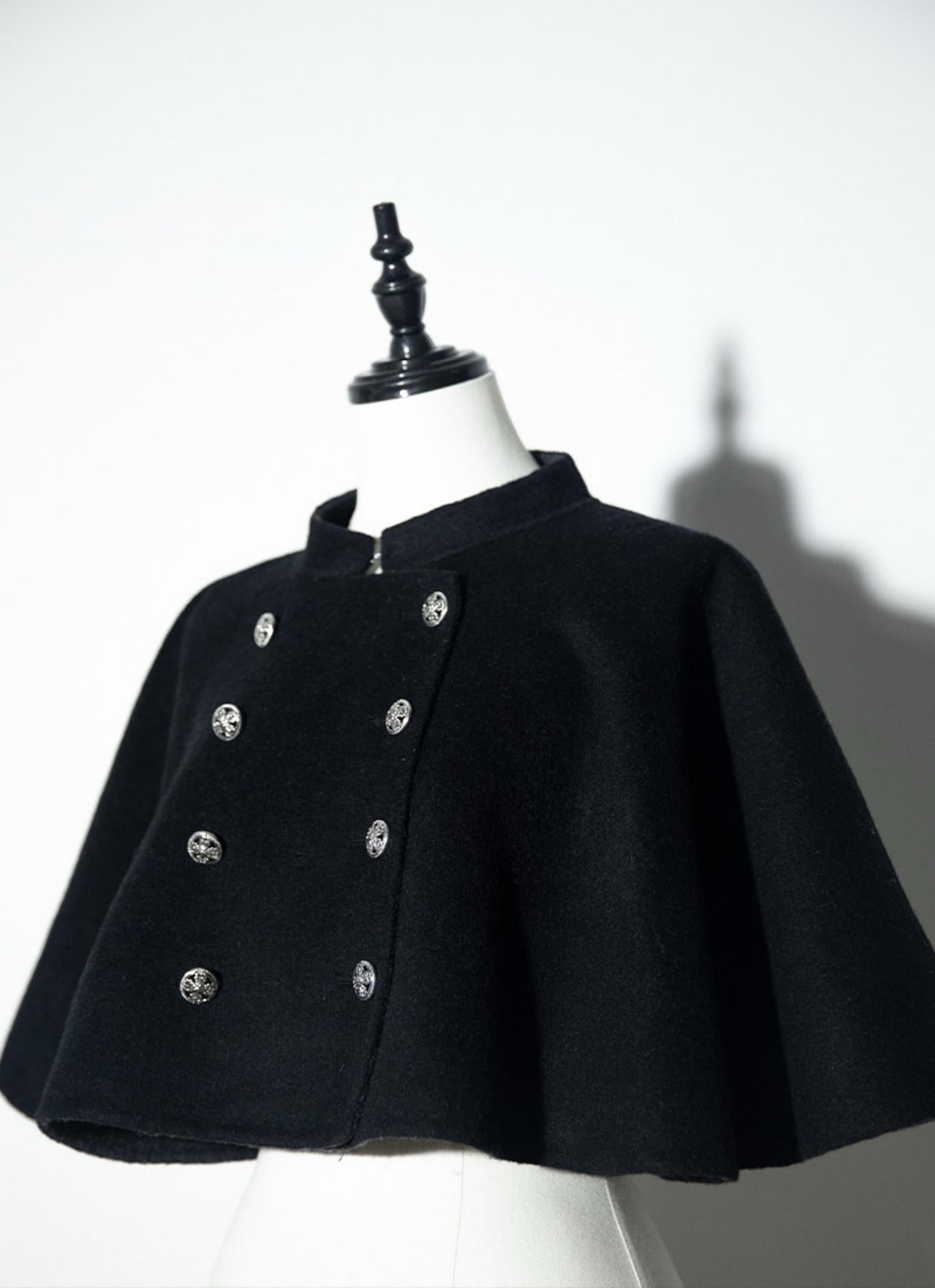 Cain and Lilith - Wool Gothic Lolita Long Coat, Cross Details Cape Only S