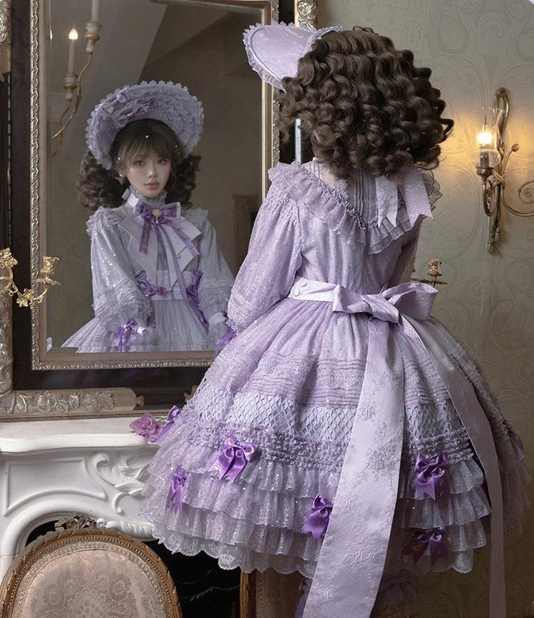 Forvever Purple - Purple Classic Lolita OP, Boning Corset 44357:806174
