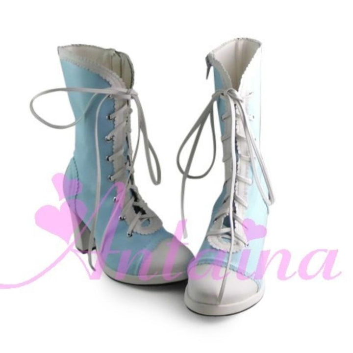 Antaina~Elegant Lolita Heel Boots Heel Shoes Multicolor 35 Light blue matte - heel 8.7cm / platform 1cm 