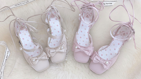 Pure Tea For Dream~Elegant Lolita Satin Mid Heel Shoes   
