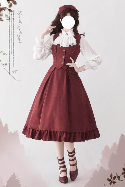 (BFM)Forest Wardrobe~Misty Forest~Elegant Vintage Fishbone Lolita Long Skirt Lolita Vest   